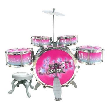 Imagem de Bateria Musical Infantil Rock Party 52cm Completa Banqueta - DM Toys, 