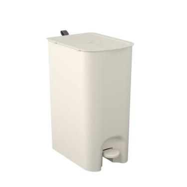 Imagem de Lixeira com Pedal Borboleta Dupla 20L (10+10) Bege com Alça Cinza Coza