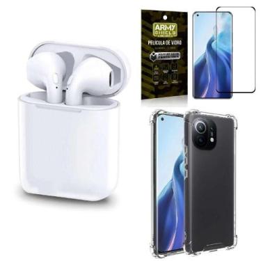 Imagem de Fone Sem Fio Tws Gold Mi 11 + Capinha + Película De Vidro 3D - Armyshi