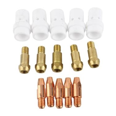 Imagem de Conjunto de peças de tocha de soldagem Binzel MIG 36KD - Kit de suporte de ponta difusor de gás com ponta de 14 peças de 0,8 mm para desempenho ideal (bocal condutor 0,8 mm)