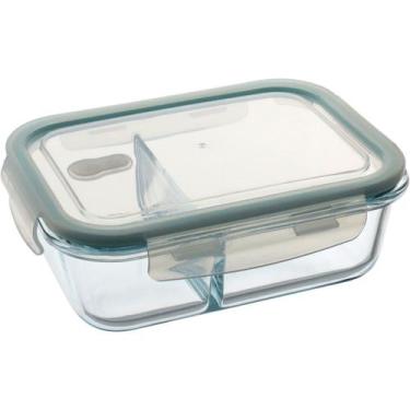 Imagem de POTE HERMÉTICO COM 2 DIVISOES VIDRO TEMPERADO 1L 21x16x7cm MARMITA - N