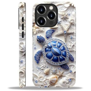 Imagem de MQJCYB Capa para iPhone 12 Pro Max, híbrida, resistente, 2 em 1, resistente, à prova de choque, proteção brilhante para iPhone 12 Pro Max - Tartaruga marinha estrela do mar oceano