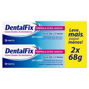 Imagem de Creme Fixador de Dentaduras DentalFix Sem Sabor 2 Unidades 68g Cada