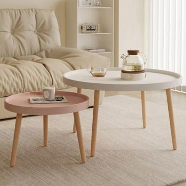 Imagem de AKALNNB Mesa de centro de encaixe, design de vedação de borda elevada de 2 cm, design triangular estável, design de diferença de altura, design de barra de tração inferior