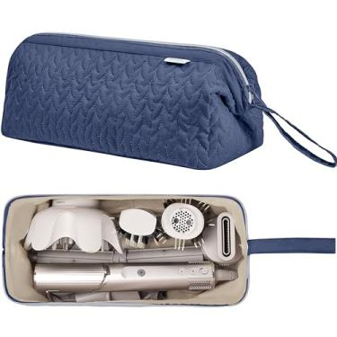 Imagem de KarSyon Capa estilo Shark Flex para escova de secador de cabelo Airwrap Revlon, ferramentas de cabelo, bolsa de viagem, bolsa de transporte, organizador plano de ferro de cachos (azul marinho)