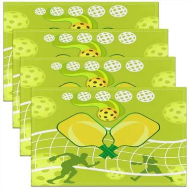 Imagem de jejeloiu Tapetes de mesa de pickleball, para crianças, meninos, meninas, 45,7 x 30,5 cm, conjunto de 4 jogos americanos ultra macios e melhores presentes de equipe de pickleballl para cozinha,
