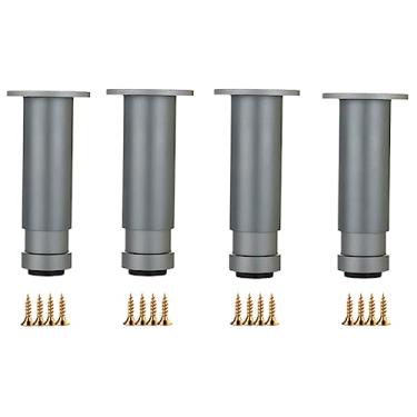 Imagem de LVTFCO 4 peças pernas de móveis ajustáveis pés de sofá de metal pernas de sofá de liga de alumínio guarda-roupa pé cama pés móveis substituição pernas, cinza-25 cm