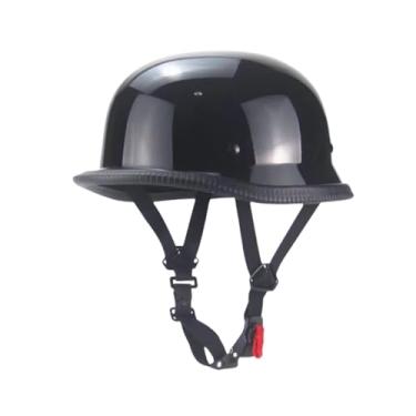 Imagem de Aymzbd Capacete Meio para Motocicleta Adulto Face Aberta Estilo Alemão para Bicicleta E Scooter, Preto Brilhante