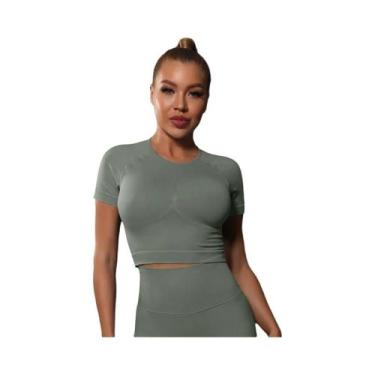 Imagem de Camiseta Esportiva Feminina Sem Costura - Ideal para Ioga, Fitness e T