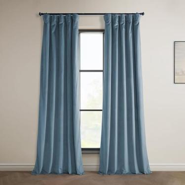 Imagem de HPD Half Price Drapes Cortinas de veludo de pelúcia Heritage para quarto e sala de estar 50 X 96, VPYC-179920-96 (1 painel) Dinamarca Azul