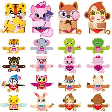 Imagem de 48 pçs cartões de presente de dia dos namorados, cartões de felicitações de dia dos namorados porta-doces cartões divertidos de troca para meninos e meninas professores dia dos namorados escola sala de aula festa lembrancinha (estilo animal)