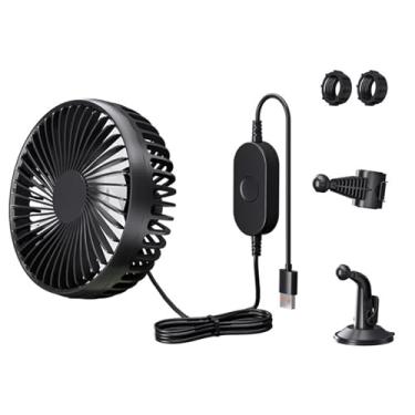 Imagem de WeiLaiKeQi Ventilador de circulação de ar do ventilador de carro USB 3 velocidade ajustável 12V 24V para sedãs domésticos RV, Preto