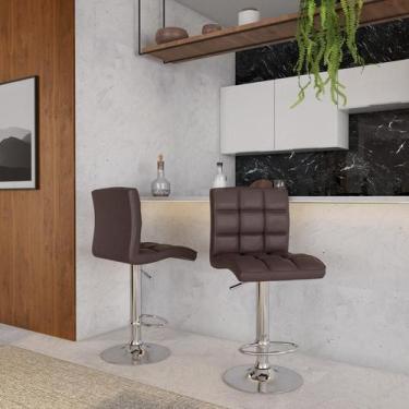 Imagem de Conjunto com 2 Banquetas Giratórias Fae Marrom Escuro - Mobly