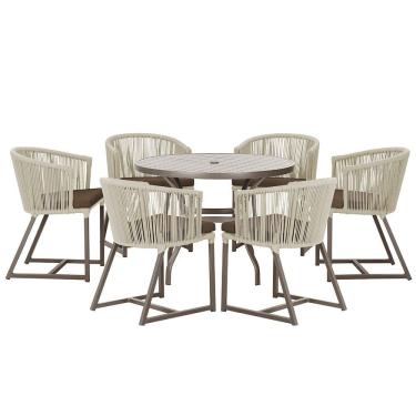 Imagem de Mesa com 6 Cadeiras de Jantar Roma 120cm e Noronha em Alumínio