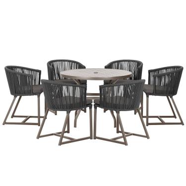 Imagem de Mesa com 6 Cadeiras de Jantar Roma 120cm e Noronha em Alumínio