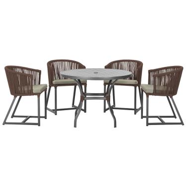 Imagem de Mesa com 4 Cadeiras de Jantar Roma 100cm e Noronha em Aluminío