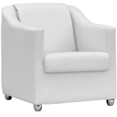 Imagem de Poltrona Decorativa Para Sala Mila Corino Cores Pé De Plástico Cromado - Branco, Corino