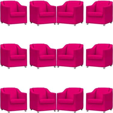 Imagem de Kit 12 Poltronas Mila Corino Cores Pé De Plástico Cromado - Pink Corino