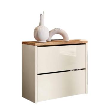 Imagem de Banco Sapateira Hall Entrada 2 Gavetas Basculantes Organizador De Sapatos Prático E Moderno(OFF/NATURE)