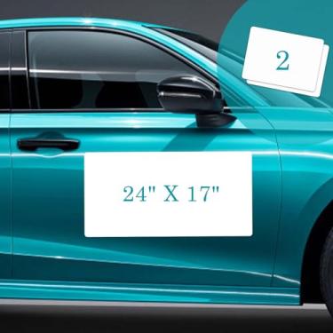 Imagem de Ímãs de carro em branco com 40 mils -2 pacotes 61.0 cm x 43.2 cm cantos arredondados folha magnética flexível, ímãs de porta para carro para anunciar negócios e cobrir o logotipo da empresa