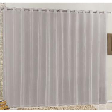 Imagem de Cortina Rubi 4,00M X 2,60M Cinza Tecido Voal Linho Detalhada Sala Quarto Leve