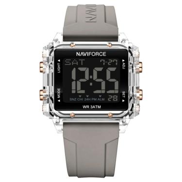 Imagem de Relógio Esportivo Feminino Quadrado Digital Pulseira De Silicone Cinza