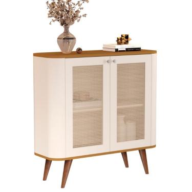 Imagem de Buffet Com 1 Prateleira E Pés Palito Sevilha Pérola Nature