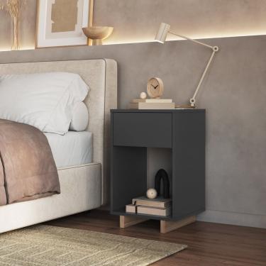 Imagem de Mesa De Cabeceira E Lateral Com 1 Gaveta Nomad Grafite - Montana