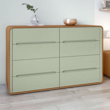 Imagem de Cômoda 8 Gavetas 152x48x96cm Loop Amendoa Clean-salvia