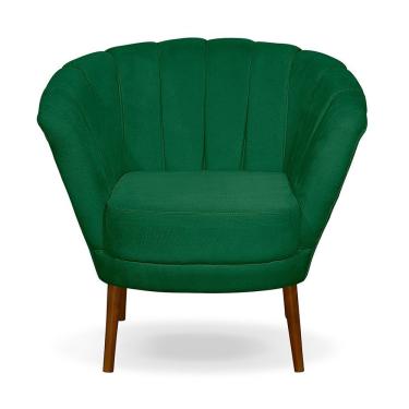 Imagem de Poltrona Cadeira Pétala Flor Decorativa Suede Verde