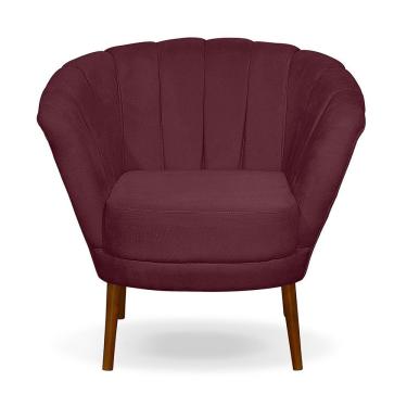 Imagem de Poltrona Cadeira Pétala Flor Decorativa Suede Bordô