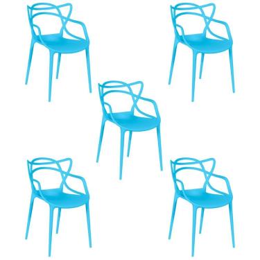 Imagem de Kit 5 Cadeiras Allegra Empilhável Com Inmetro Magazine Decor - Azul