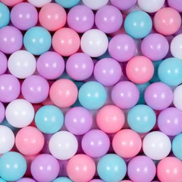 Imagem de Dekeyoo Pacote Com 200 Bolinhas Para Piscina De - Plástico À Prova Esmagamento, Sem Bpa, Piscina, Barraca, Casa Brinquedo, Festa Infantil, Macaron Ocean 5,3 Cm, Branco, Rosa, Verde, Roxo Claro