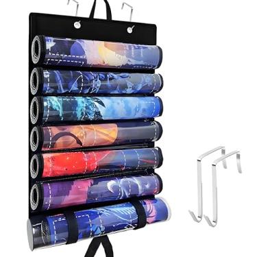 Imagem de Viyohoh Playmat Holder, Playmat Tube Storage Bag for MTG with 2 Hooks, Fits 6+1 Game Mats & Tubes with Transparent Plastic Slots, Portable Organizer Case for TCG/CCG/RPG Mat (Black)