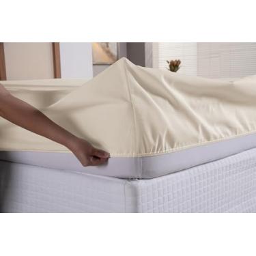 Imagem de Lençol Avulso Com Elástico 400 Fios Toque Macio Varios Tamanhos Solteiro - Casal - Queen - King (Palha, Super King)