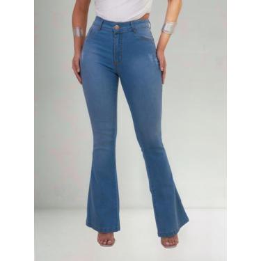 Imagem de Calça Feminina Flare Com Puido - Outros, Lavagem clara, 46