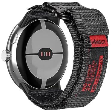 Imagem de SMITHA Compatível com relógio Google Pixel/Pixel 2/Pixel 3, pulseira de relógio de argola e laço, pulseira militar para relógio inteligente Google