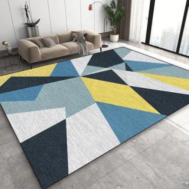 Imagem de Tapete geométrico moderno para sala de estar, decoração de luxo, mesas de centro, sofá, área, quarto, tapetes (3,9 x 5,2 pés (120 x 160 cm)/Flanela - 10)
