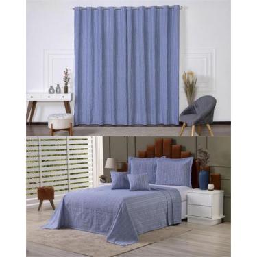 Imagem de Kit Colcha Cobre Leito Casal + Cortina 2 Metros Tecido - Ametista Deco