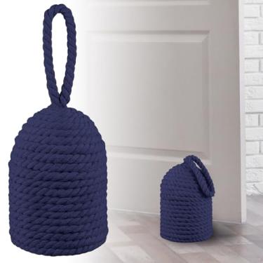 Imagem de MorningRo Batente decorativo de porta de corda batente de porta com alça 12 cm D x 29 cm A 2,4 kg Rolhas pesadas para janela cunha suporte de livro cunha para casa para manter aberta (azul marinho, 1