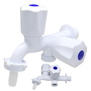 Imagem de Torneira Lavanderia Tanque 2 Saídas Plástico 1/4 Gold Sand