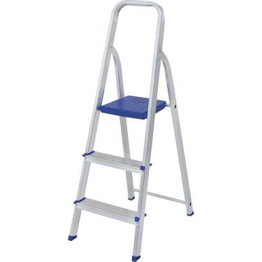 Imagem de Escada Alumínio 3 Degraus Alumínio Pés Antiderrapantes Mor