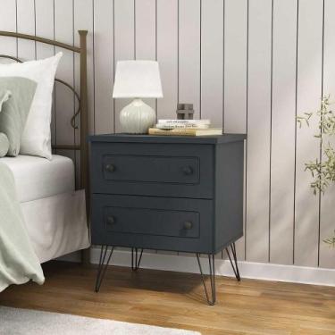 Imagem de Mesa de Cabeceira Industrial 54cm 2 Gavetas e Pés 100% MDF - Mambel Q,