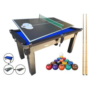 Imagem de Mesa 3 em 1 Sinuca/Bilhar com Tampo Jantar e Ping Pong + Kit - Impar S