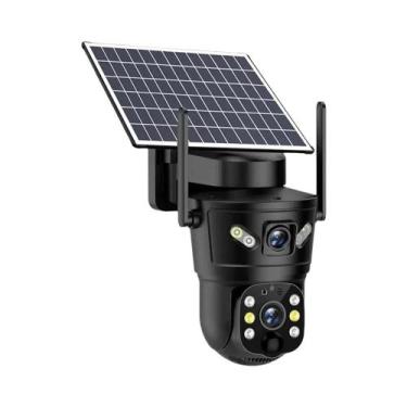 Imagem de Câmera Solar 4K Externa 8MP PIR Detecção Humana Visão Noturna Monitor 