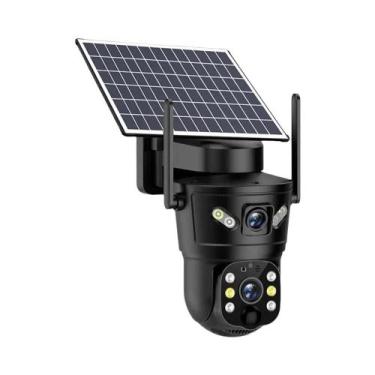 Imagem de Câmera Solar 4K Externa 8MP PIR Detecção Humana Visão Noturna Monitor 