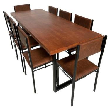 Imagem de Conjunto de Mesa Jantar Ibiza 200x80 com 8 cadeiras - DG Móveis - Reis