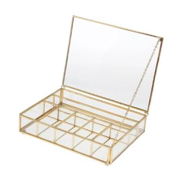 Imagem de KiBcsLic Caixa de Joias de Vidro Organizadora de Bugigangas Decorativa Transparente Protetora Caixa de Lembranças Organizadora de Joias para Colares Relógios P, Pequeno