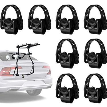 Imagem de 8 conjuntos de tiras de suporte de bicicleta de substituição de alça de engate de bicicleta para carro peças de rack de bicicleta suporte de bicicleta alça de borracha para caminhão SUV porta-malas minivan hatchback Sedan rack acessórios, preto