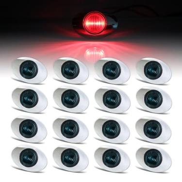 Imagem de Ledvillage [Pacote com 16 lentes fumadas de 3 polegadas LED vermelho 3825 SMD com moldura cromada luzes marcadoras laterais para caminhonete barco reboque caminhão trator DC 12V universal Q0